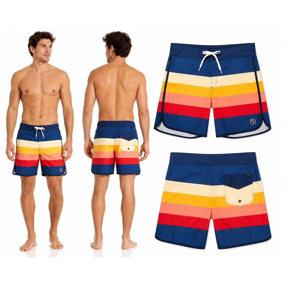 Ezekiel Men's Size 36 Rainbow Stripe Board Shorts Swim Trunks Surf Beach NWT